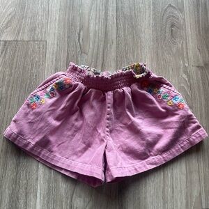 Mini Boden Pink Floral Embroidered Shorts
